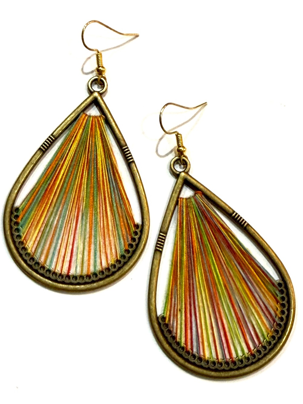 Multi-Color Thread Teardrop Hook Earrings - NWOT